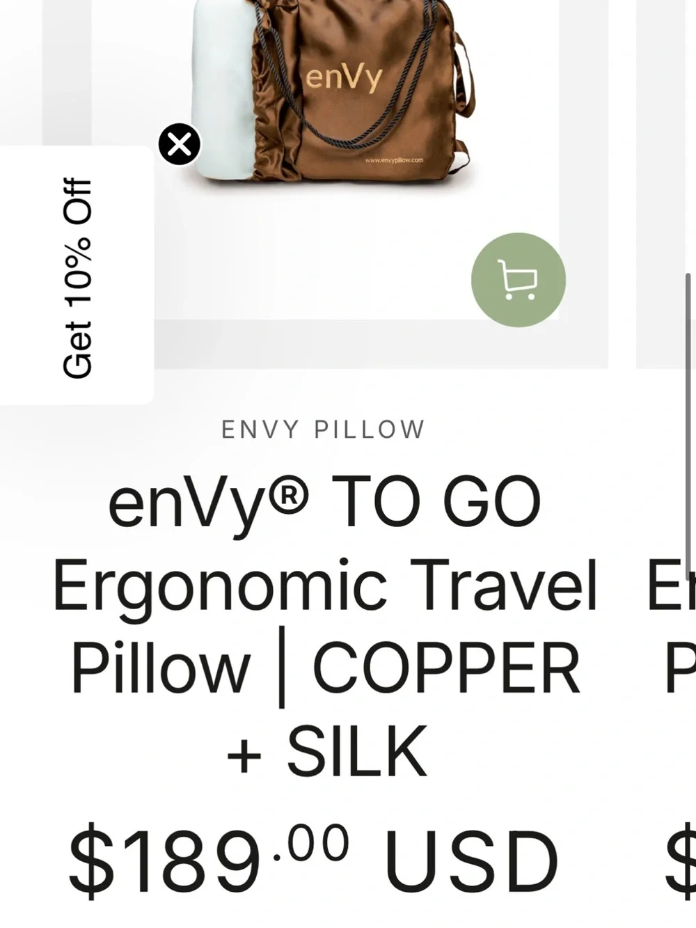 Green With Envy travel pillow